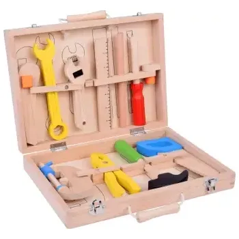 Dětská dílna Dřevěný Kufřík s nářadím Kladivo Pila Šroubovák 10 nástrojů ZA5382