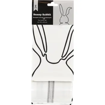 Utěrka UTĚRKA KUCHYŇSKÁ BAVLNĚNÁ BUNNY RABBIT KRÁLÍK UŠI BÍLÁ