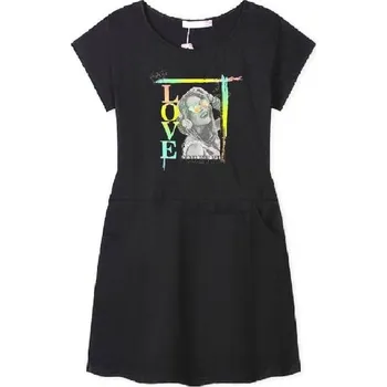 Dívčí šaty DÍVČÍ LETNÍ ŠATY S OBRÁZKEM NOVINKA Barva: Černá, Velikost: 158