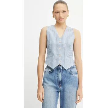 Dámská vesta Vesta s příměsí lnu Fracomina FS25SJ5004W402Q6 modrá 95X, vel. S