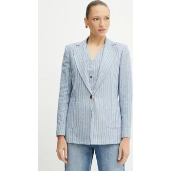 Dámské sako Sako s příměsí lnu Fracomina modrá barva, FS25SJ3007W402Q6 95X, vel. XS