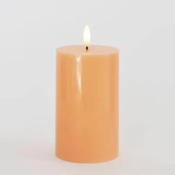 Svíčka SIRIUS Vosková LED svíčka Sille, broskvová, 7,5 x 12,5 cm