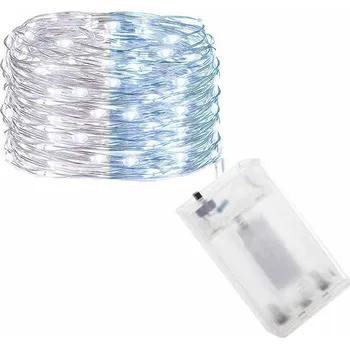 Vánoce SPRINGOS LED řetěz Nano Duo - 10m, 100LED, 3xAA, bílá/modrá