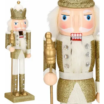Vánoční ozdoba SPRINGOS Louskáček - Král s žezlem 38 cm, zlatý