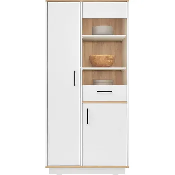 Obývací stěna Santiago B | vitrína SN3 | bílá/dub