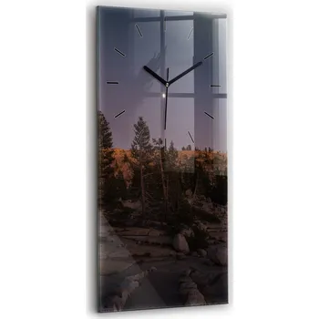 Hodiny Nástěnné vertikální skleněné hodiny do kanceláře Kamenná cesta Yosemite 30x60 cm
