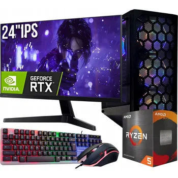 Stolní počítač HERNÍ PC Ryzen 5 5500 RTX 4060 32GB DDR4 + Monitor 27" IPS