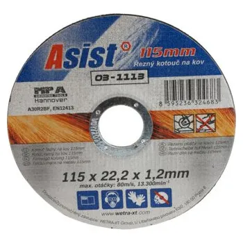 Řezný kotouč Kotouč řezný na kov 115x22,23x1,2mm ASIST 03-1115