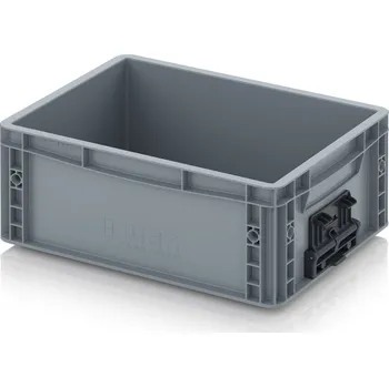 Euro přepravka se zavíracím mechanismem 40 x 30 x 17 cm - Stříbrošedá - materiál: PP - EG VS 43/17 HG