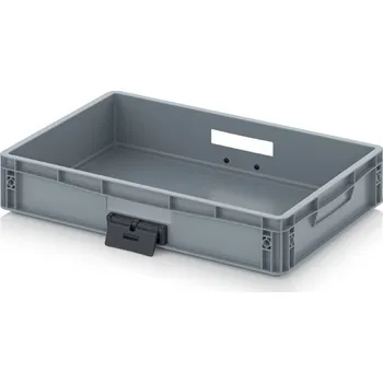 paleta Euro přepravka se zavíracím mechanismem 60 x 40 x 12 cm - Stříbrošedá - materiál: PP - EG VL 64/12 HG HO