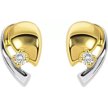 Náušnice Náušnice z kombinovaného zlata 585 - slza s čirým zirkonem a linií bílého zlata