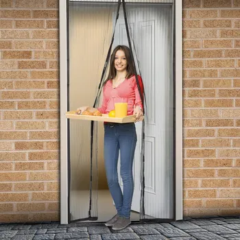Magnetická síťka na dveře 210 cm černá