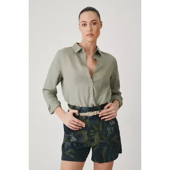 Dámské kraťasy Šortky s příměsí lnu Medicine dámské, modrá barva, high waist RS25.SZD801 95A, vel. S