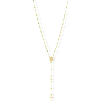 Náhrdelník Lillian Vassago Zlatý zdobený růženec s madonkou a křížkem, náhrdelník LLV31-GN007RZ Délka řetízku: 50 cm