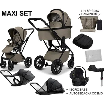 Kočárek Kočárek MOON PIÚ MAXI SET 2025 + DÁREK Kočárek Zoe Onyx, mud - black matt + Kočárek MOON Zoe Onyx