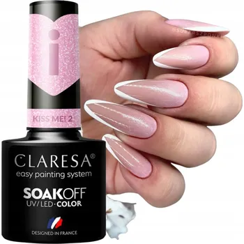 Lak na nehty CLARESA KISS ME 2 HYBRIDNÍ LAK SVĚTLE RŮŽOVÝ S TŘPYTKAMI
