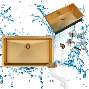 Granitový dřez Jednokomorový dřez Granitan SILVO ocel zlatý