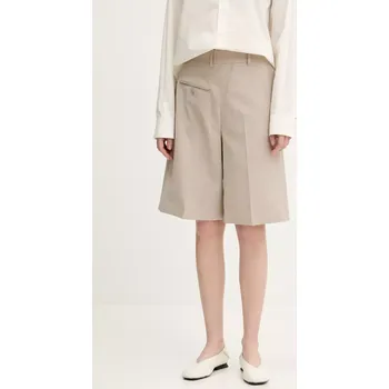 Dámské kraťasy Vlněné šortky MM6 Maison Margiela dámské, béžová barva, hladké, high waist, S52MU0125 80X, vel. S