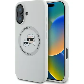 Pouzdro na mobilní telefon KARL LAGERFELD pouzdro pro IPHONE 16 kompatibilní s MagSafe KLHMP16SSKCHTCE (Silicone KC Heads) beige