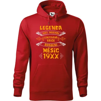 Pánská mikina Pánská mikina s potiskem Legenda 100% originál Velikost (muž): 4XL, Vyberte barvu: Červená