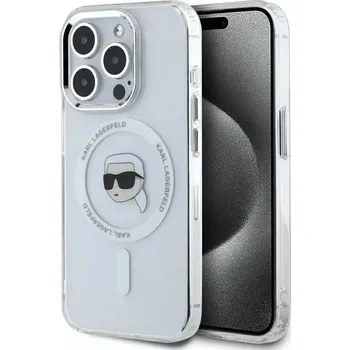 Pouzdro na mobilní telefon KARL LAGERFELD pouzdro pro IPHONE 15 Pro Max kompatibilní s MagSafe KLHMP15XHLSKIH (IML Metal K Head) bílé