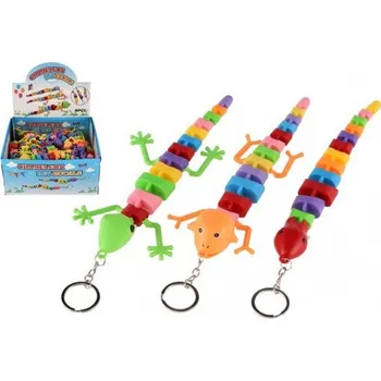 Teddies Přívěšek ještěrka/had/chameleon plast 28cm na baterie se světlem mix barev 48ks v boxu