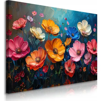 Obraz OBRAZ NA PLÁTNĚ DO LOŽNICE MALOVANÉ BAREVNÉ KVĚTINY ABSTRAKCE 40x30