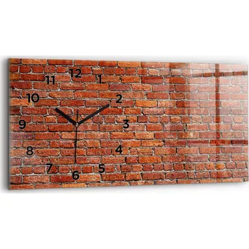 Hodiny Minimalistické skleněné nástěnné hodiny s motivem staré cihlové zdi 60x30 cm