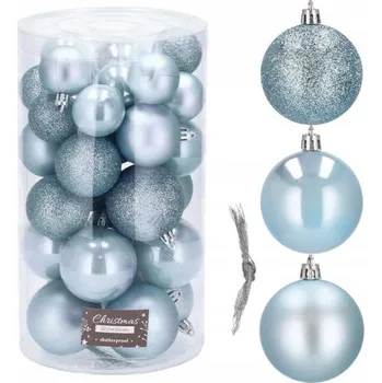 Vánoční ozdoba SPRINGOS Vánoční baňky světle modré mix - 4/5/6cm, sada 30ks