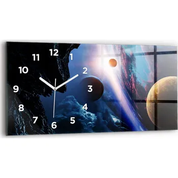 Hodiny Moderní skleněné nástěnné hodiny s potiskem 60 cm x 30 cm Velká galaxie