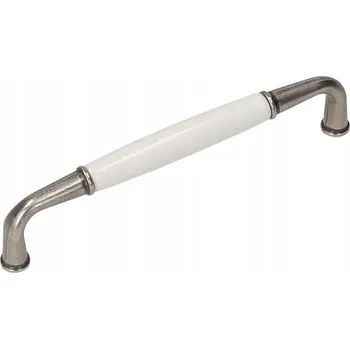 Nábytkové kování Nábytková úchytka UP16 nikl / porcelán bílá 128 mm