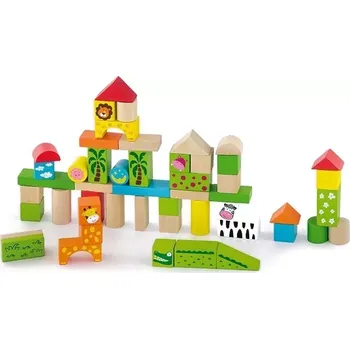 Dřevěná hračka Dřevěné kostky pro děti Viga ZOO 50 dílů (poškozený obal)