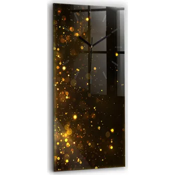 Hodiny Vertikální skleněné nástěnné hodiny do moderního interiéru Zlatý prach 30x60 cm