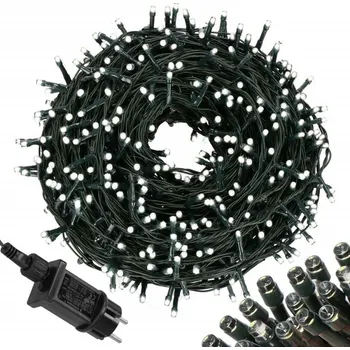 Vánoční dekorace SPRINGOS LED světelný řetěz - 12,5m, 200LED, 8 funkcí, paměť, IP44, studená bílá
