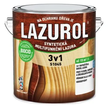 barva a nátěr na dřevo Lazurol 3v1 S1045 tenkovrstvá lazura na dřevo T060 pinie 2,5 l