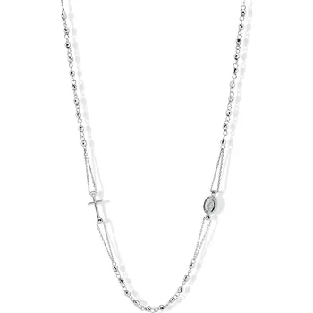 Náhrdelník Lillian Vassago Náhrdelník z bílého zlata s křížkem a madonkou, růženec LLV31-GN003RZ