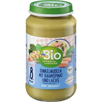 Dětská výživa dmBio bio špaldové nudle se špenátem a lososem