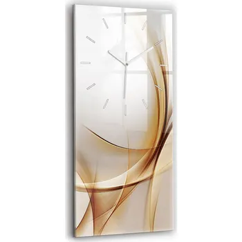 Hodiny Foto Hodiny Skleněné Nástěnné Do Moderních Interiérů Zlatá abstrakce 30x60 cm