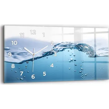 Hodiny Moderní skleněné nástěnné hodiny s potiskem 60 cm x 30 cm Detail vody