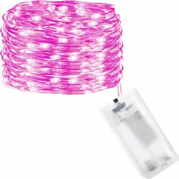 Vánoce SPRINGOS LED řetěz Nano - 2m, 20LED, 2xAA, růžová