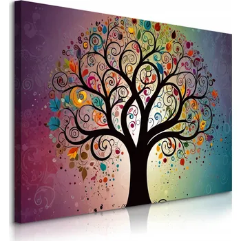 Obraz OBRAZ DO OBÝVÁKU LOŽNICE BAREVNÝ STROM LISTY ABSTRAKCE STYL BOHO 40x30