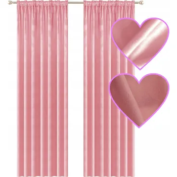 Obraz Závěsy RŮŽOVÉ 140x250 cm na pásce VELUR Samet Styl a Komfort Glamour
