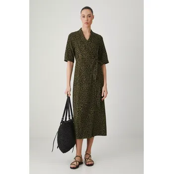 Dámské šaty Šaty s příměsí lnu Medicine zelená barva, midi RS25.SUD807 87A, vel. XL