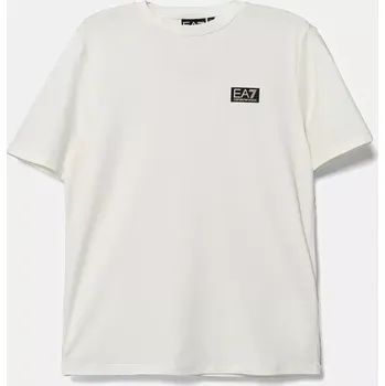 Chlapecké tričko Dětské tričko EA7 Emporio Armani béžová barva, s potiskem, 7B000093 AF10373 7B000093.AF10373 01X, vel. 170