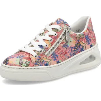 Dámské polobotky Dámské tenisky Rieker N6401-90 růžová kytička 37