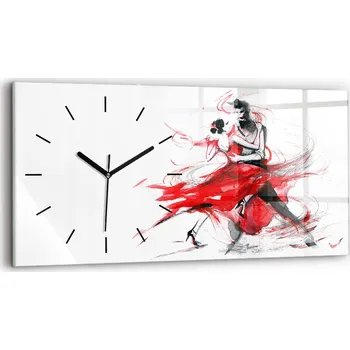 Hodiny Nástěnné Hodiny Skleněné Horizontální s Potiskem - Tančící Pár, 60x30 cm
