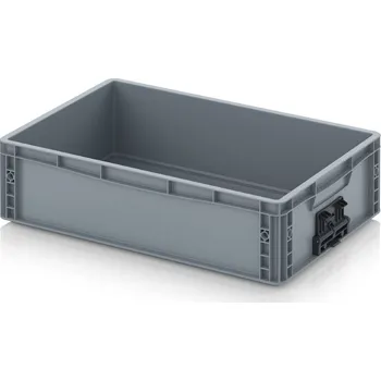 Euro přepravka se zavíracím mechanismem 60 x 40 x 17 cm - Stříbrošedá - materiál: PP - EG VS 64/17 HG