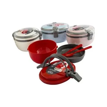 Svačinový box Svačinový box 0,5l skládací s příborem 15,5x14x8cm/červená,růžová,modrá,bílá