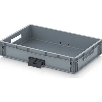 Euro přepravka se zavíracím mechanismem 60 x 40 x 12 cm - Stříbrošedá - materiál: PP - EG VL 64/12