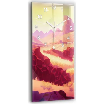 Hodiny Vertikální Skleněné Hodiny Minimalistické Nástěnné Poušť v Arizoně 30x60 cm